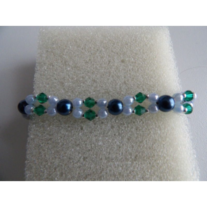 Armband dames blauw met groene bicons