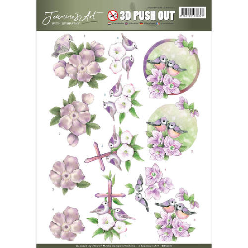 3D Push Out - Jeanine's Art -  Birds And Flowers With Sympathy