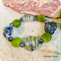 Lentil paars-groene armband (lampwork)