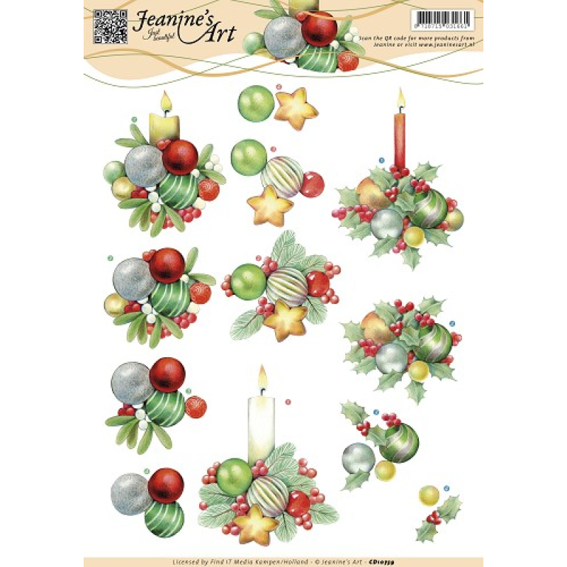 3D knipvel - Jeanine's Art- Kerstkaarsen