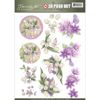 3D Push Out - Jeanine's Art -  Violet Flowers With Sympathy 