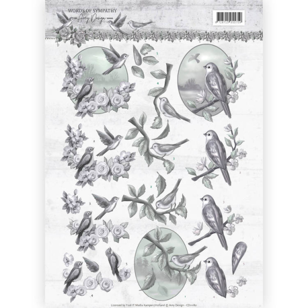 3D knipvel Sympathy Swallows - Words of Sympathy  Amy Design