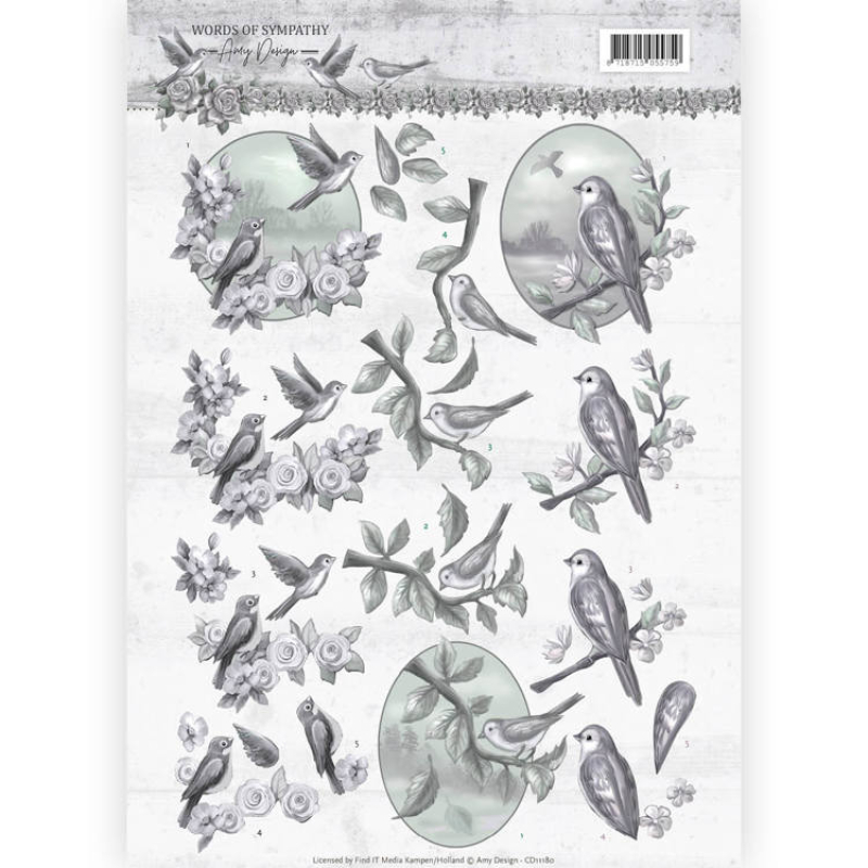 3D knipvel Sympathy Swallows - Words of Sympathy  Amy Design