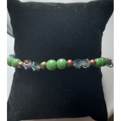 Kralenarmband dames groen met 2 bicones