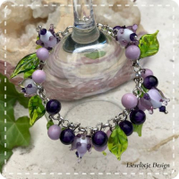 Paarse bes armband (lampwork)