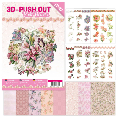 3D Push Out book 47 - Pink Flowers