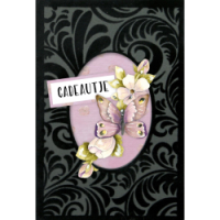 3D Velvet Cards A6 nr 6 Purple Butterflies