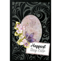3D Velvet Cards A6 nr 6 Purple Butterflies