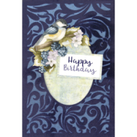 3D Velvet Cards A6  nr 7- Blackberries and Birds