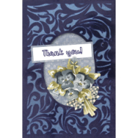3D Velvet Cards A6 nr 8- Blue Pansies