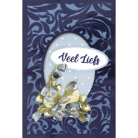 3D Velvet Cards A6 nr 8- Blue Pansies