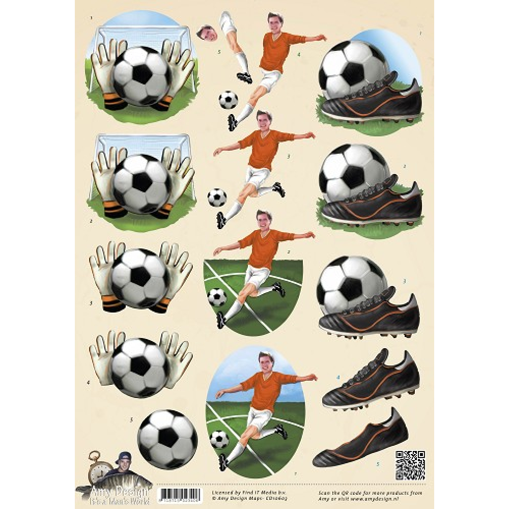 3D knipvel Sheet - Amy Design - Its a Mans World - Voetballer