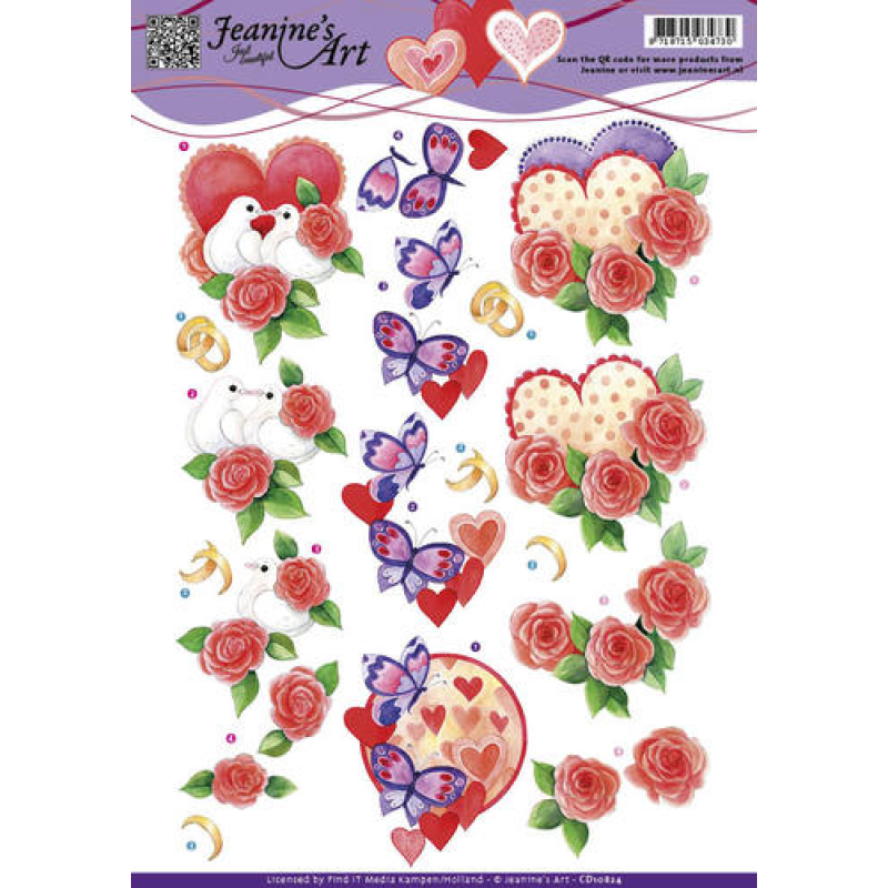3D knipvel Sheet - Jeanines Art - Liefde Valentijn