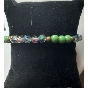 Kralenarmband dames groen met 5 bicones