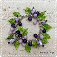 Paarse bes armband (lampwork)