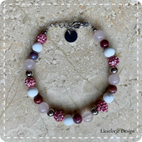 Natuursteenarmband roze-wit