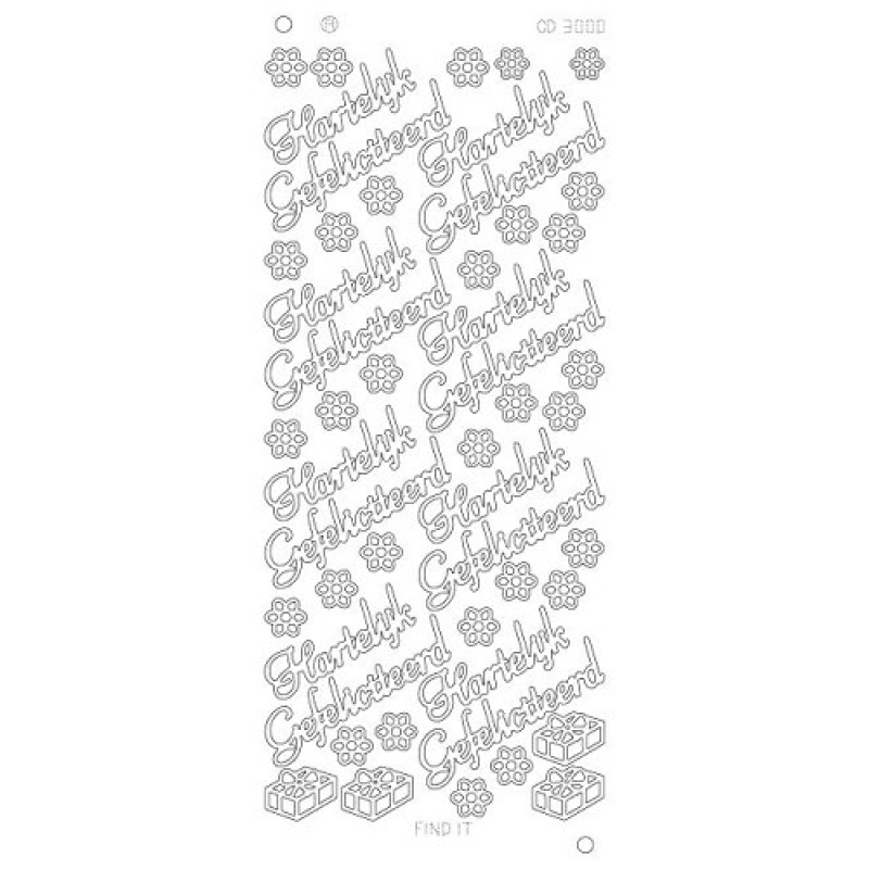 Stickervel: Hartelijk Gefeliciteerd - Platinum - Goud