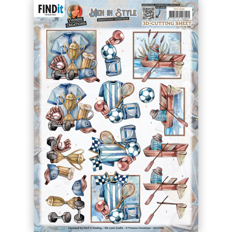 3D knipvel Sheet -Yvonne Creations - Men In Style - Sports