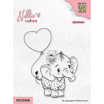 Nellie's Choice • Nellie's Cuties Clear Stempels Elephant with Heart Balloon