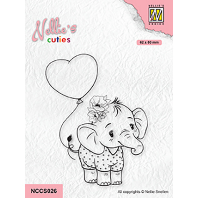 Nellie's Choice • Nellie's Cuties Clear Stempels Elephant with Heart Balloon
