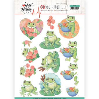 3D Push Out Sheet Frogs Well Wishes By Jeanine's Art