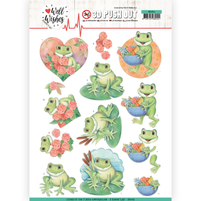 3D Push-Out Sheet Frogs Well Wishes By Jeanine's Art
