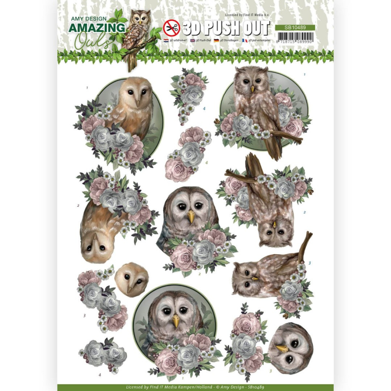3D Push Out - Romantic Owls Amazing  By Amy Design
