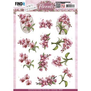 3D Push Out - Amy Design - Pink Florals - Orchid