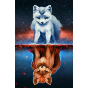 Mona Lisa diamond painting 40x30cm: wolf pups