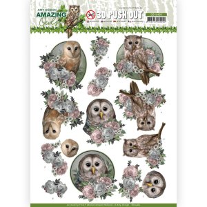 3D Push Out - Romantic Owls Amazing  By Amy Design
