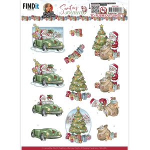 3D Push Out - Yvonne Creations - Santa's Journey - Car