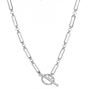 Ketting stainless steel  zilverkleur met rondje en open schakel