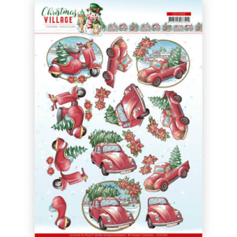 3D knipvel Sheet - Yvonne Creations - Christmas Village - Christmas Transportation