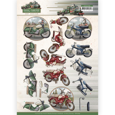 3D knipvel Sheet - Amy Design - Vintage Transport - Moped
