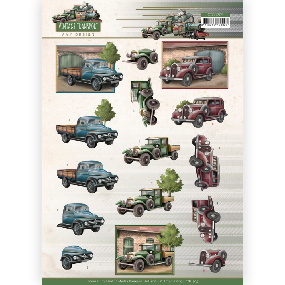 3D knipvel Sheet - Amy Design - Vintage Transport - Truck