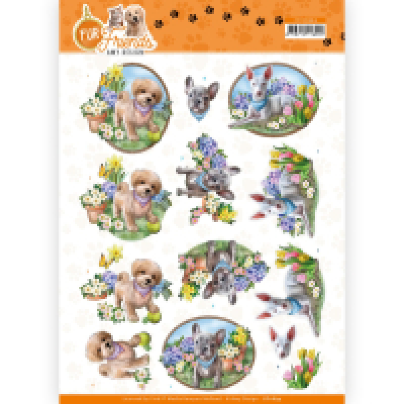 Pakket voor 6 3D kaarten met thema honden