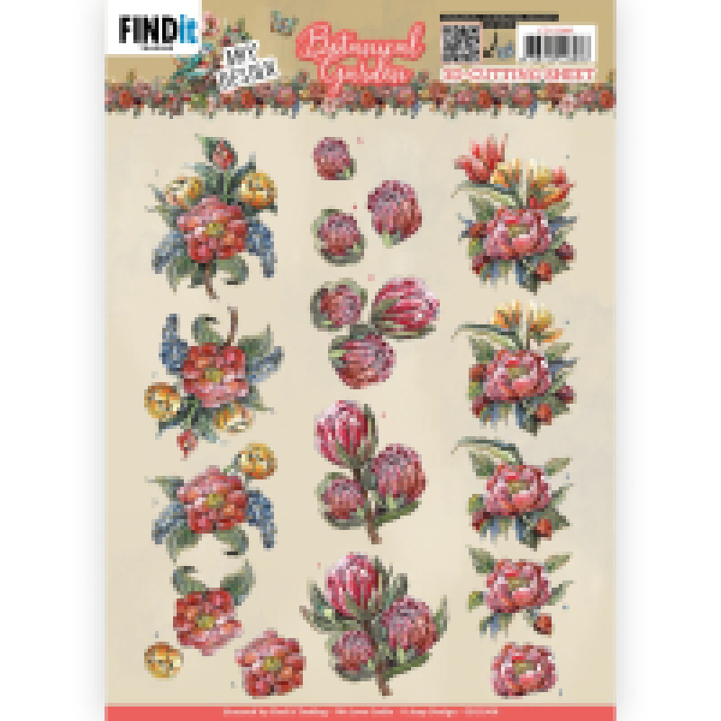 3D knipvel Sheet - Amy Design - Botanical Garden - Red Protea