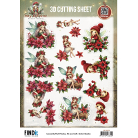 Pakket voor 6 3D kaarten met thema kerst  fairy christmas