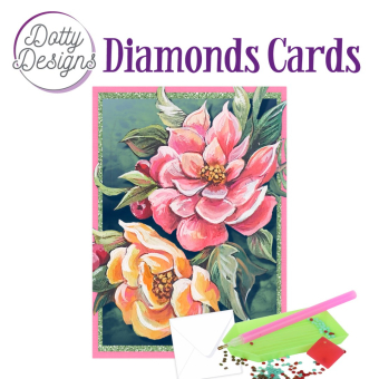 Dotty Designs Diamond Cards -  Red and yellow flower