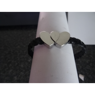 Armband leer met magnetische hartsluiting 21cm