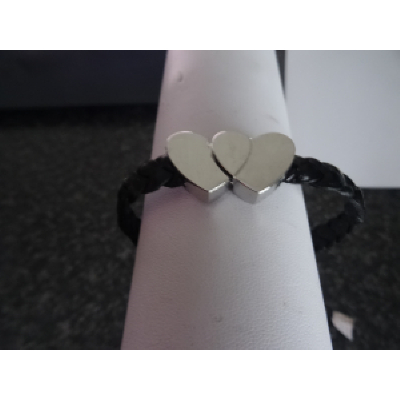 Armband leer met magnetische hartsluiting 20cm
