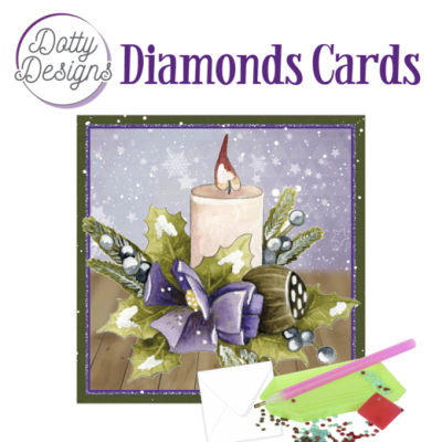 Dotty Designs Diamond Cards - Candle with Purple Bow 1107