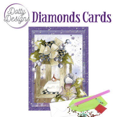 D0tty Design® - Set van 4 diamond painting kerstkaarten 10x15cm: (set 9)