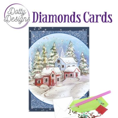 D0tty Design® - Set van 4 diamond painting kerstkaarten 10x15cm: (set 9)