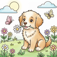  Findit Color - Mini Cozy Colouring Book - Buddy The Puppy (15 x 15 cm)