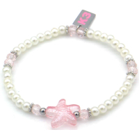 Kinderarmband K3 Zeesterren wit/rose
