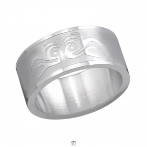 Ring rvs zilverkleur met patroon maat 20