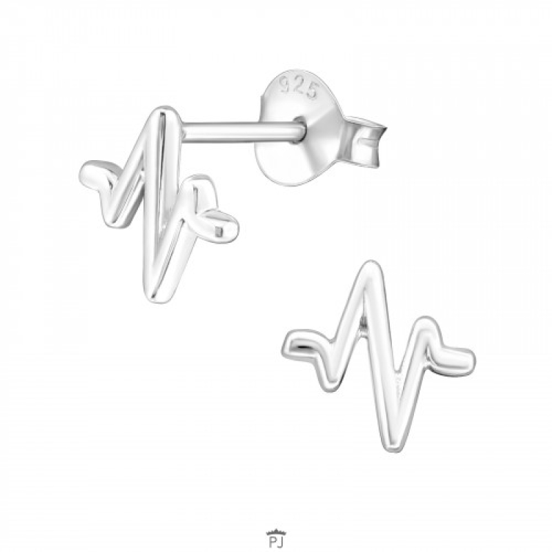 Oorknopjes zilver hartslag