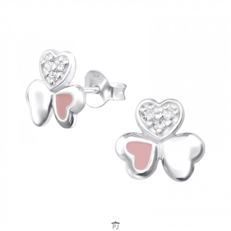 Oorknopjes zilver triple hart