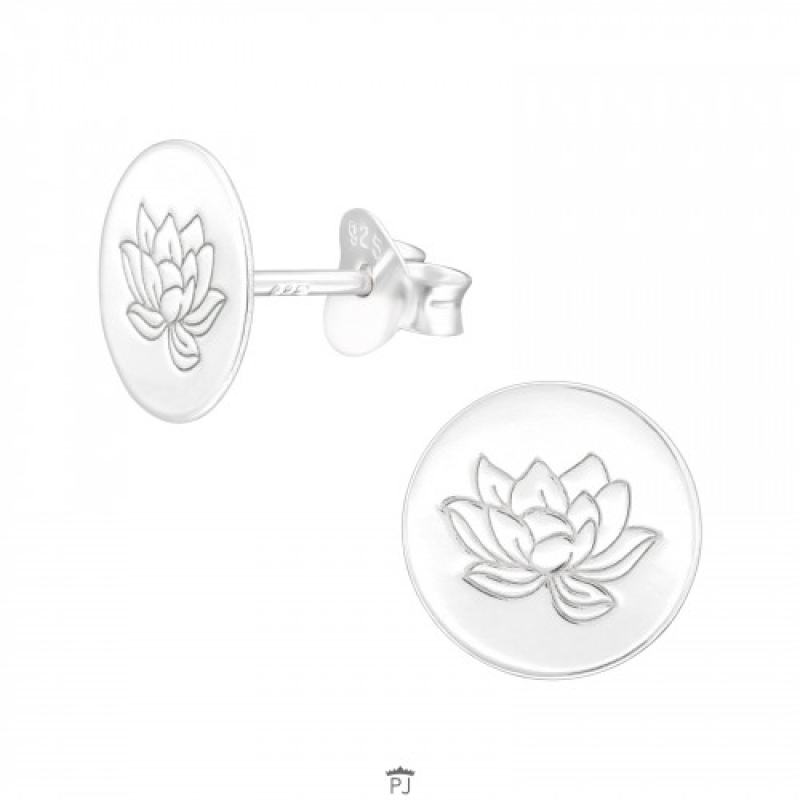 Oorknopjes zilver bloem in rondje